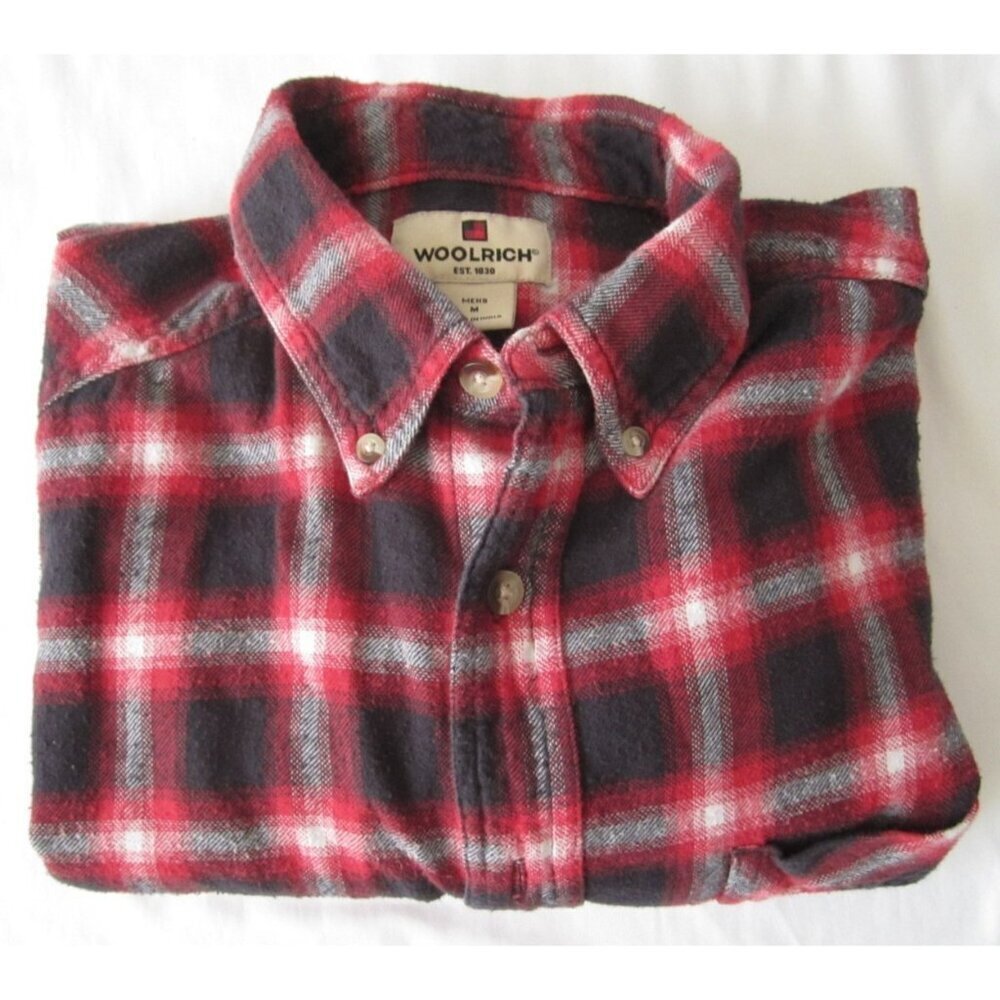 Men's Woolrich Madras Cotton Long Sleeve Shirt Sz M (MT851)